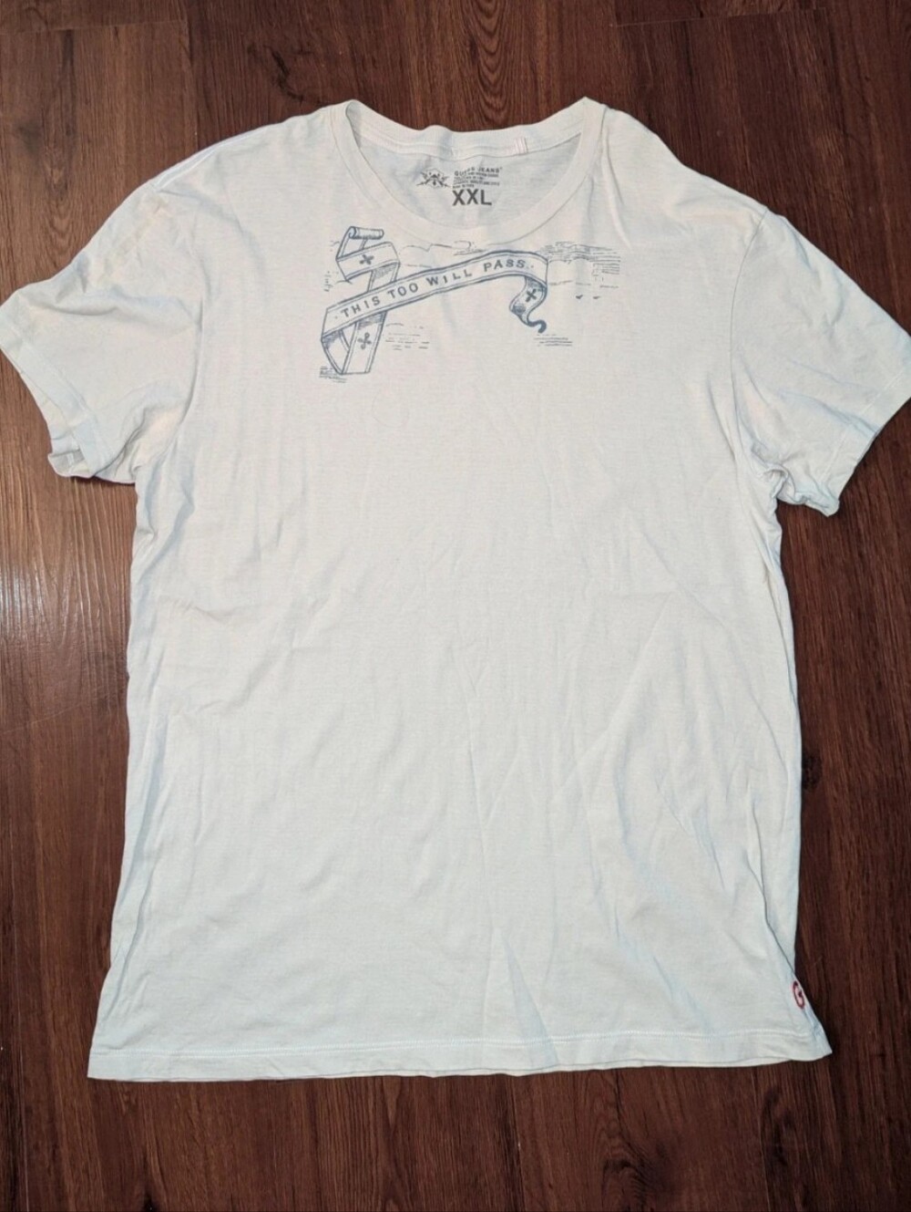 Vintage Guess "This Too Will Pass" Cream T-shirt Men's 2XL